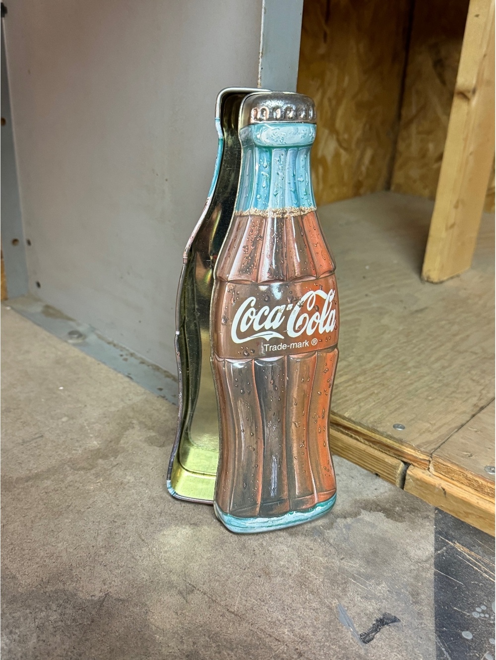 Vintage Coca-Cola Bottle Shaped Tin Container